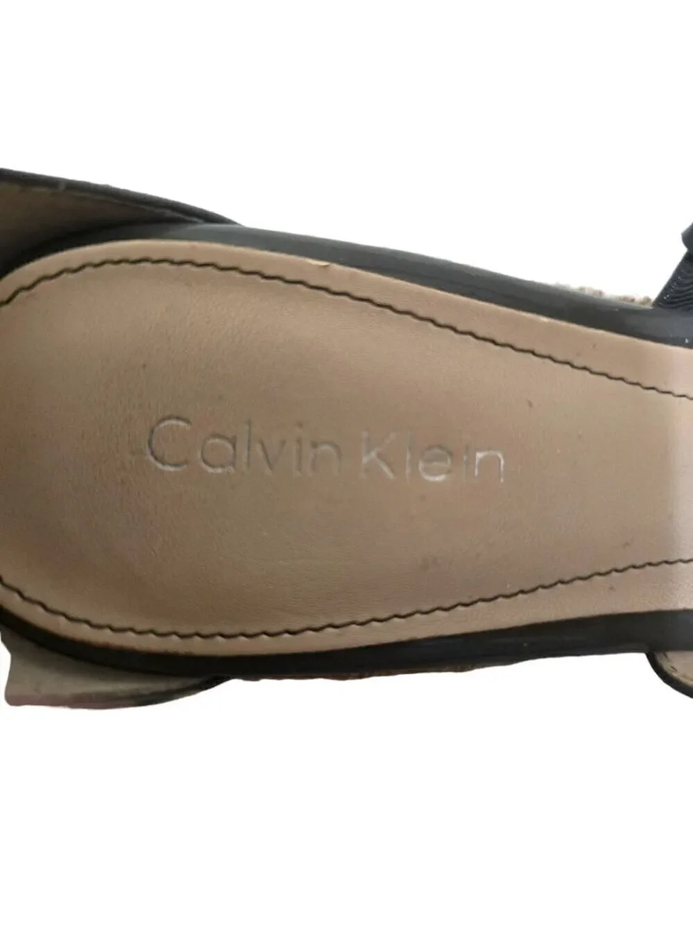 Calvin Klein Emmah Gray Open Toe Platform Wedge Espadrilles Sz 6.5